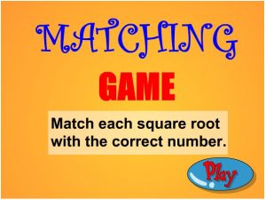 Interactive square root game- Math games ideas